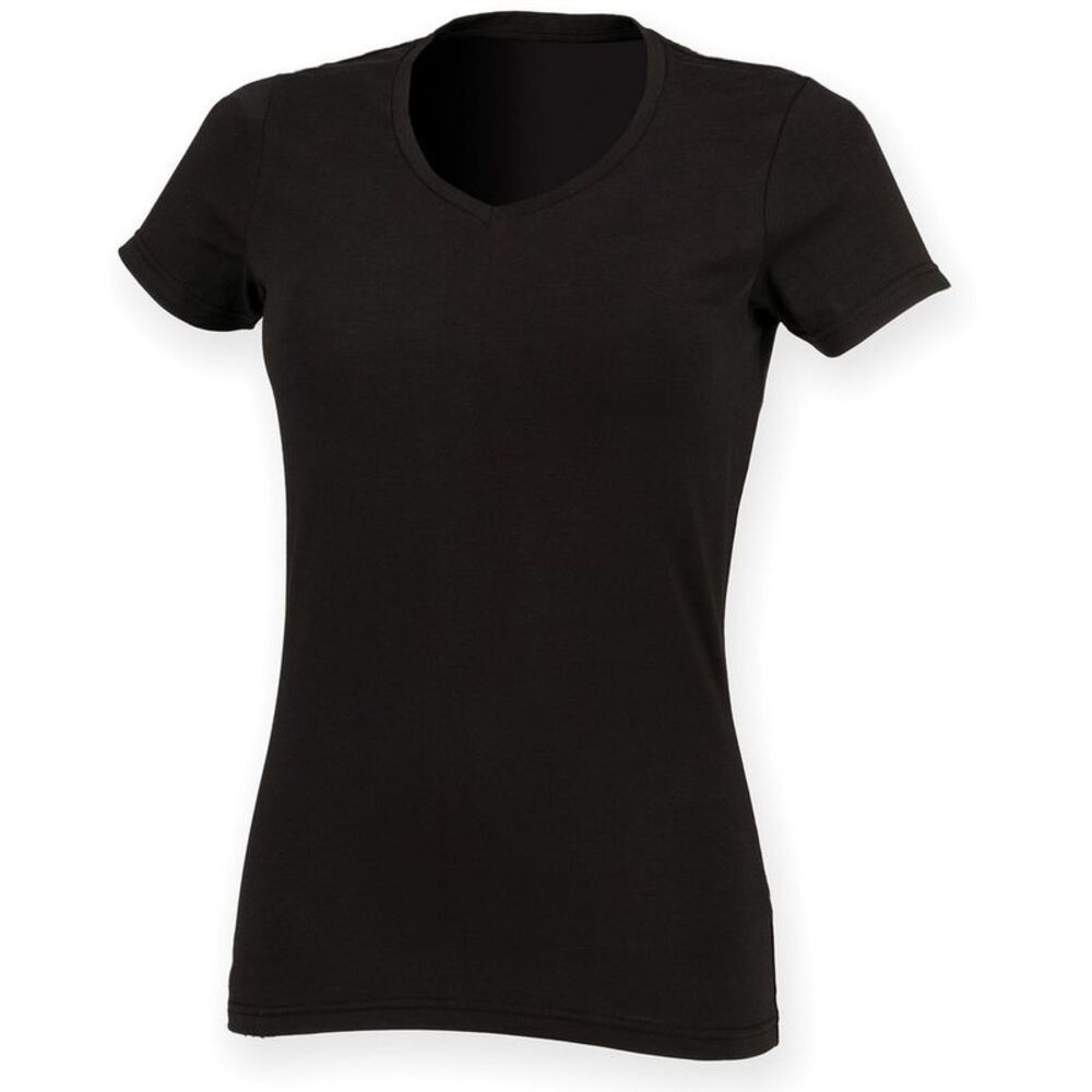 Skinni Fit Womens/Ladies Feel Good Stretch V Neck / Black